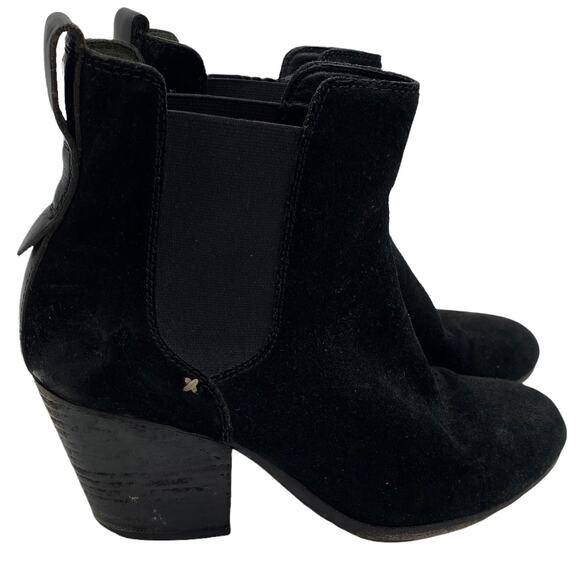 Rag & Bone New York Black Suede Chelsea Boot 37.5 (US 7.5) EUC Block Heel - Picture 2 of 7
